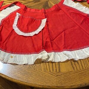 Vintage Red Apron with White Ruffle Trim